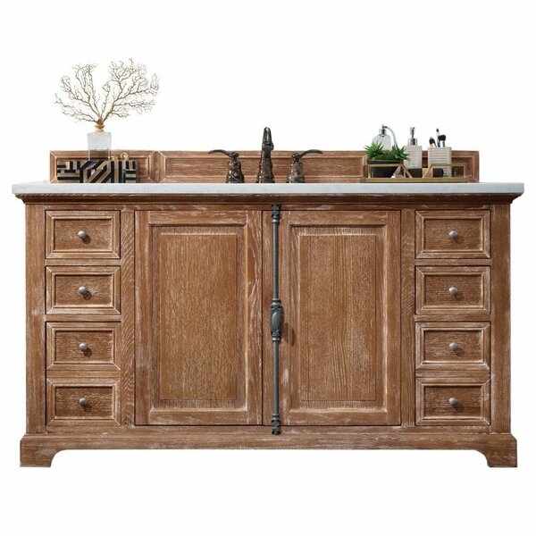 James Martin Vanities Providence 60in Single Vanity, Driftwood w/ 3 CM Carrara Marble Top 238-105-5311-3CAR